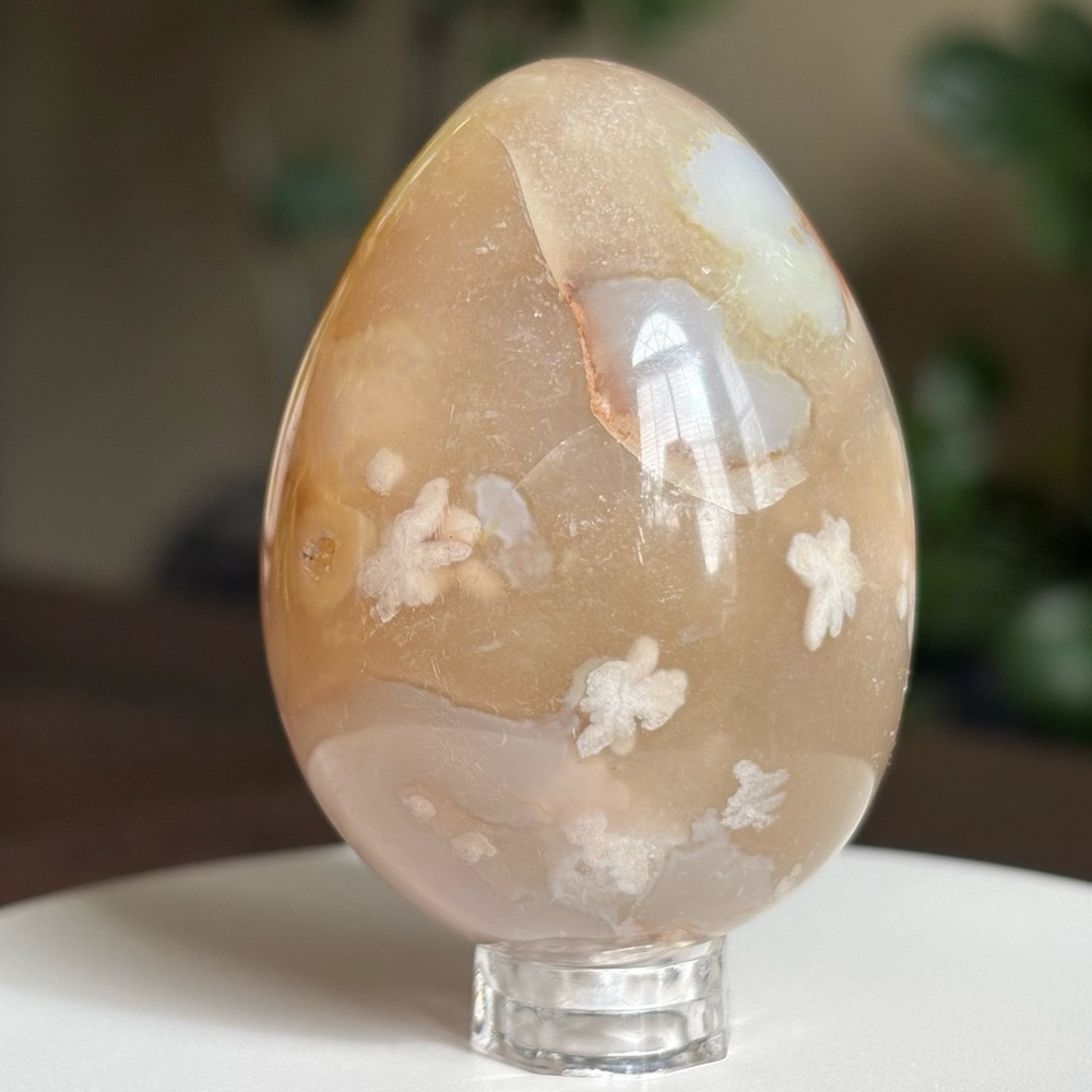 Flower Agate Crystal Egg Carving - Polished - Picture 16 of 17